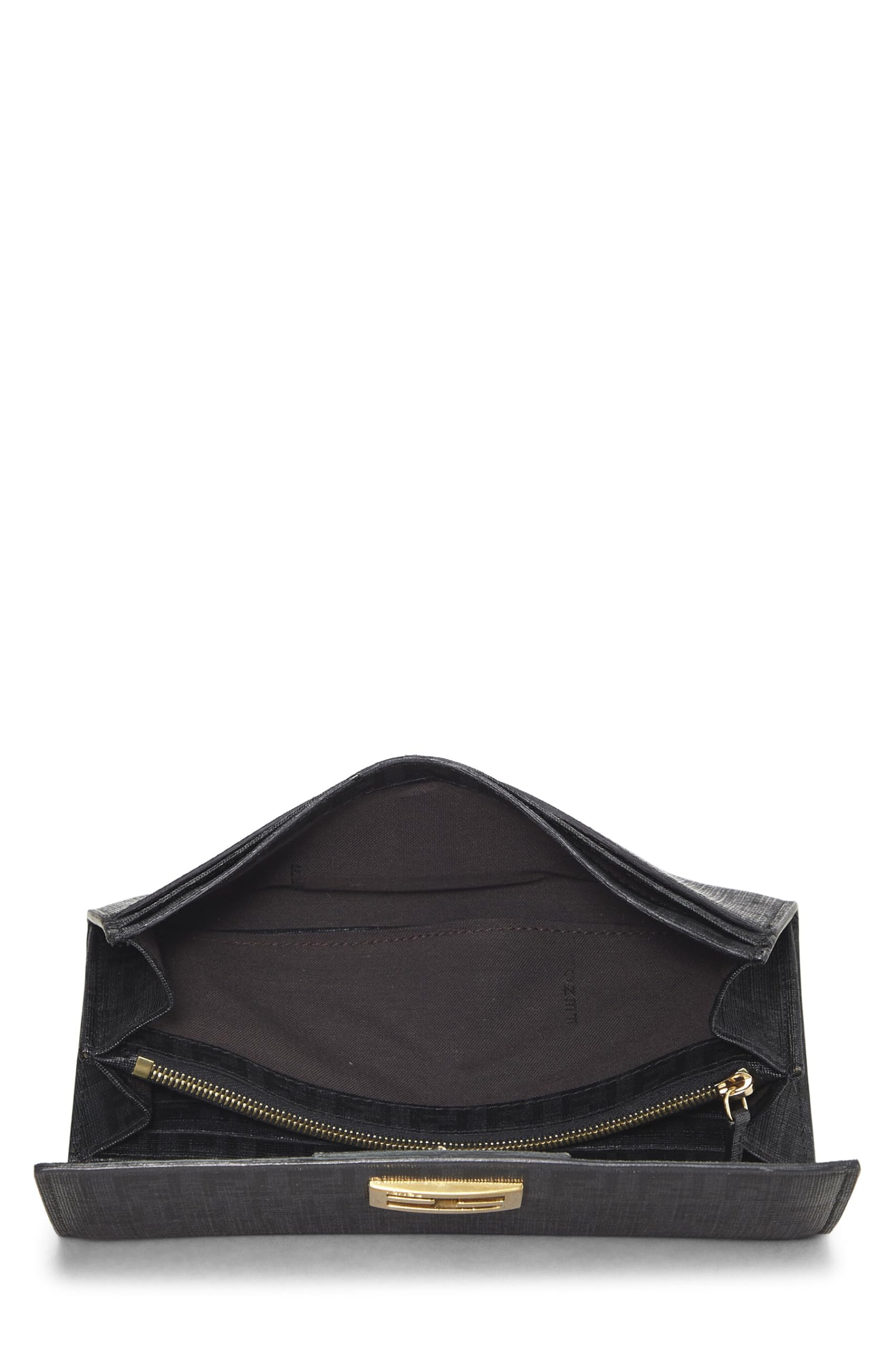 Fendi,  Black Zucchino Coated Canvas Continental Wallet, Black