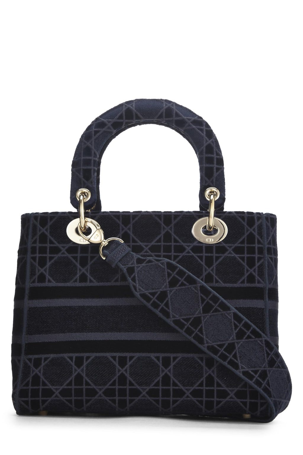 Dior,  Blue Velvet Cannage Lady D-Lite Medium, Blue