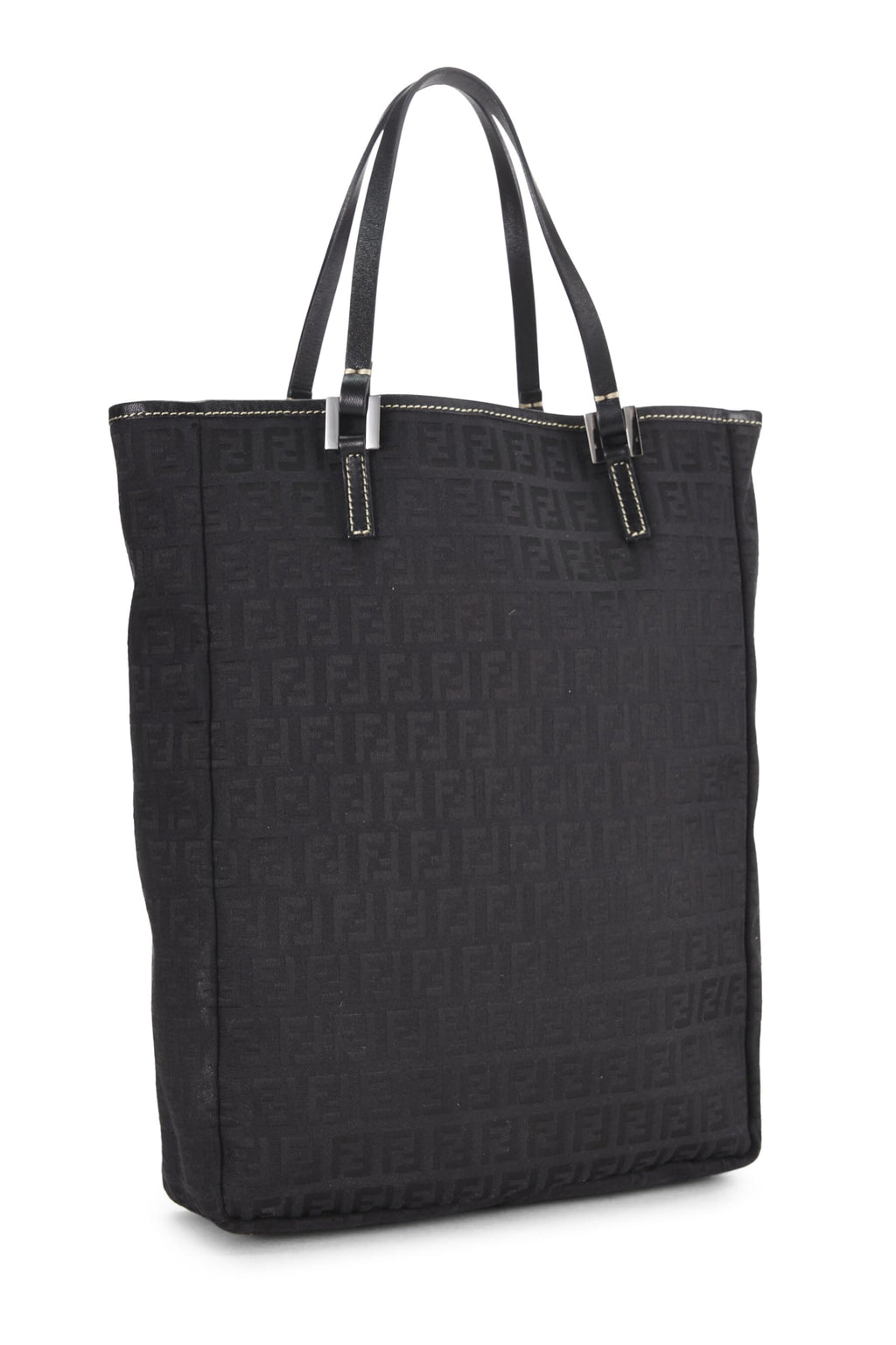 Fendi,  Black Zucchino Canvas Tote Small, Black