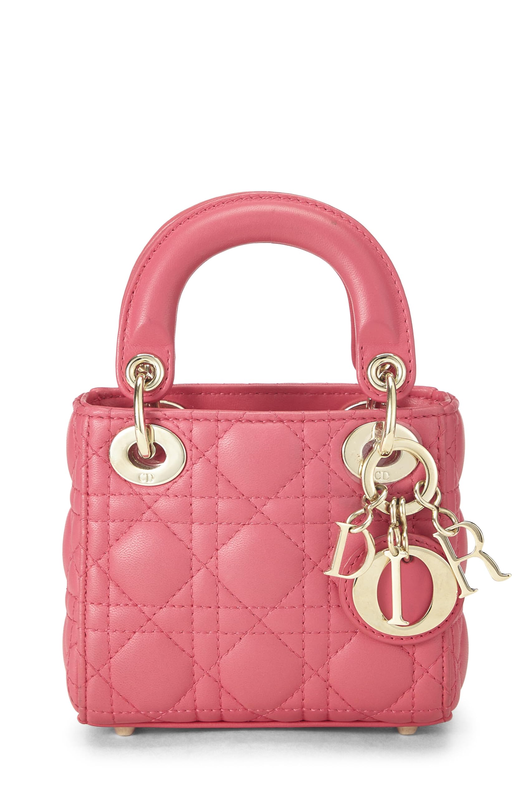 Dior,  Pink Lambskin Leather Lady Dior Micro, Pink