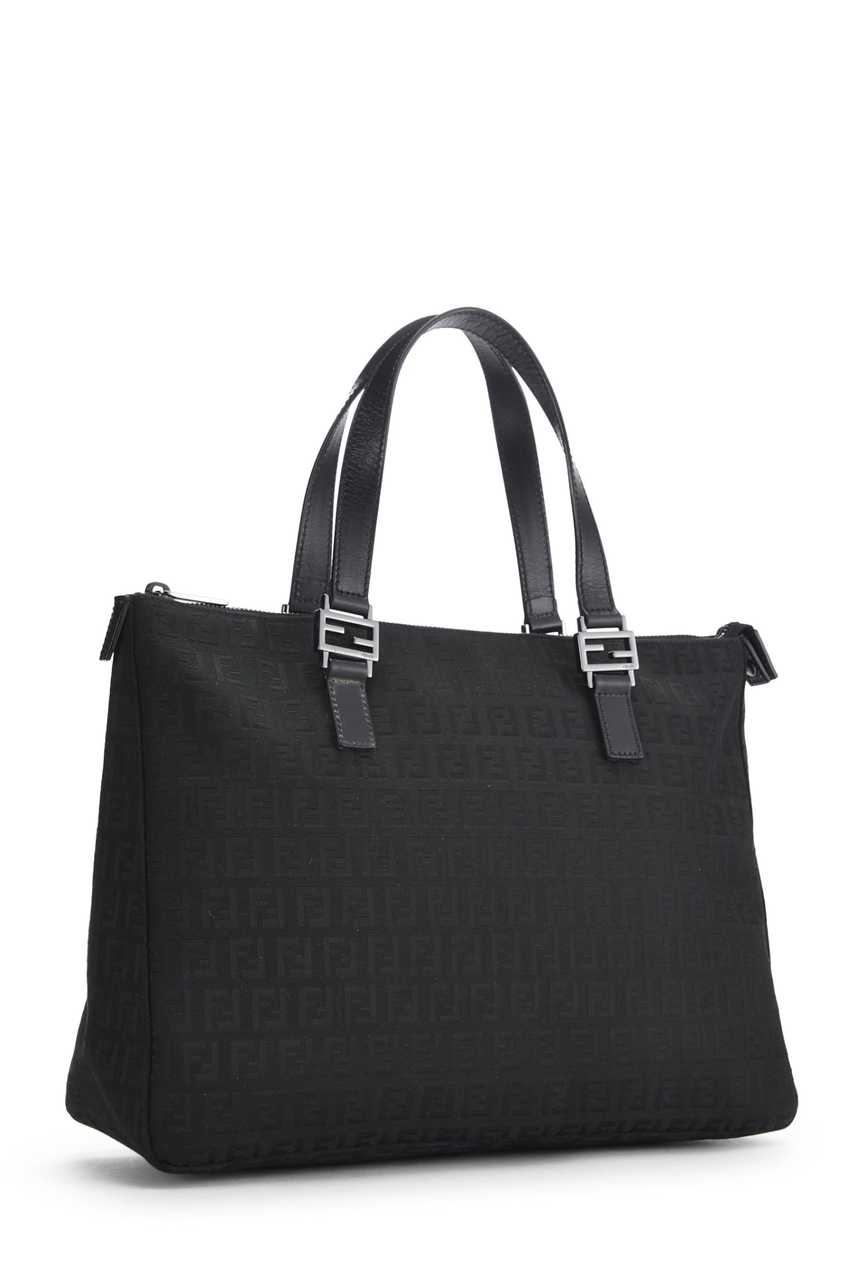 Fendi,  Black Zucchino Canvas Tote Small, Black