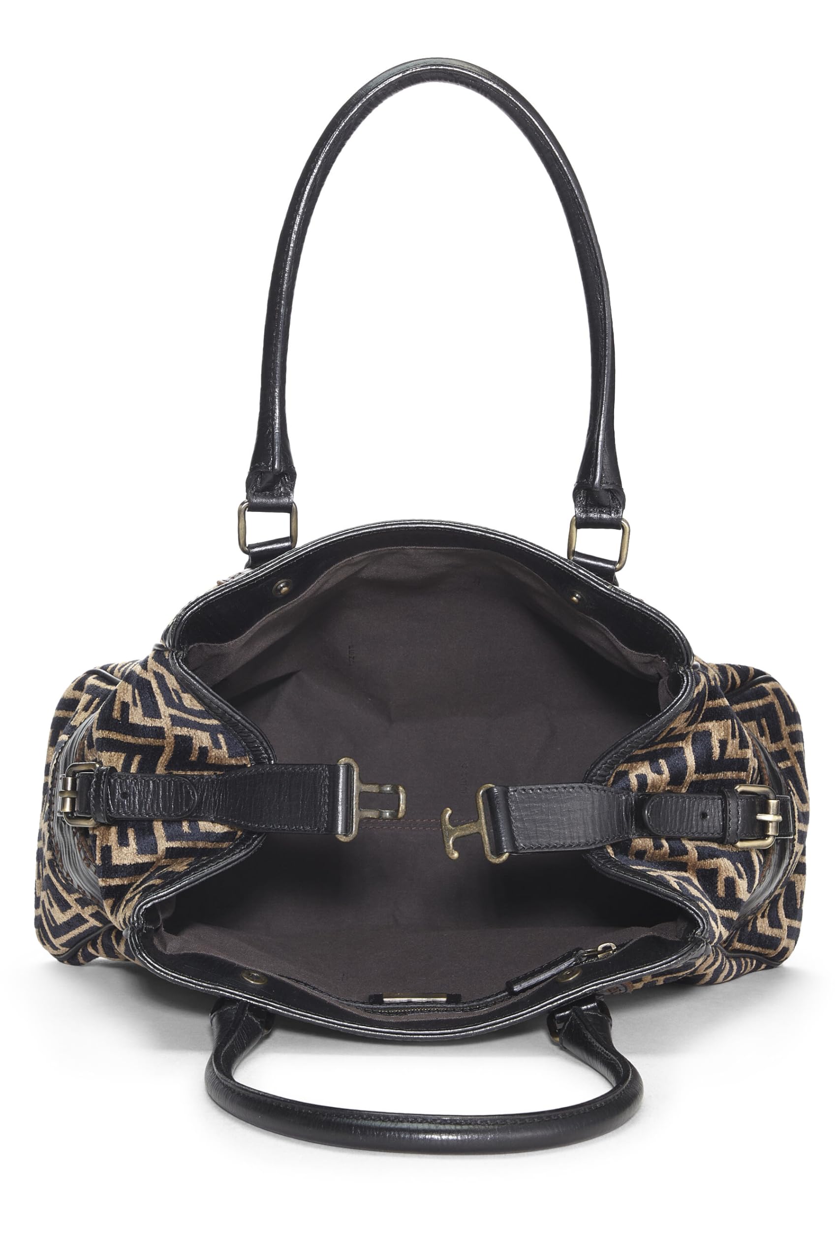 Fendi,  Black & Beige Zucca Velour Bag Du Jour Medium, Brown