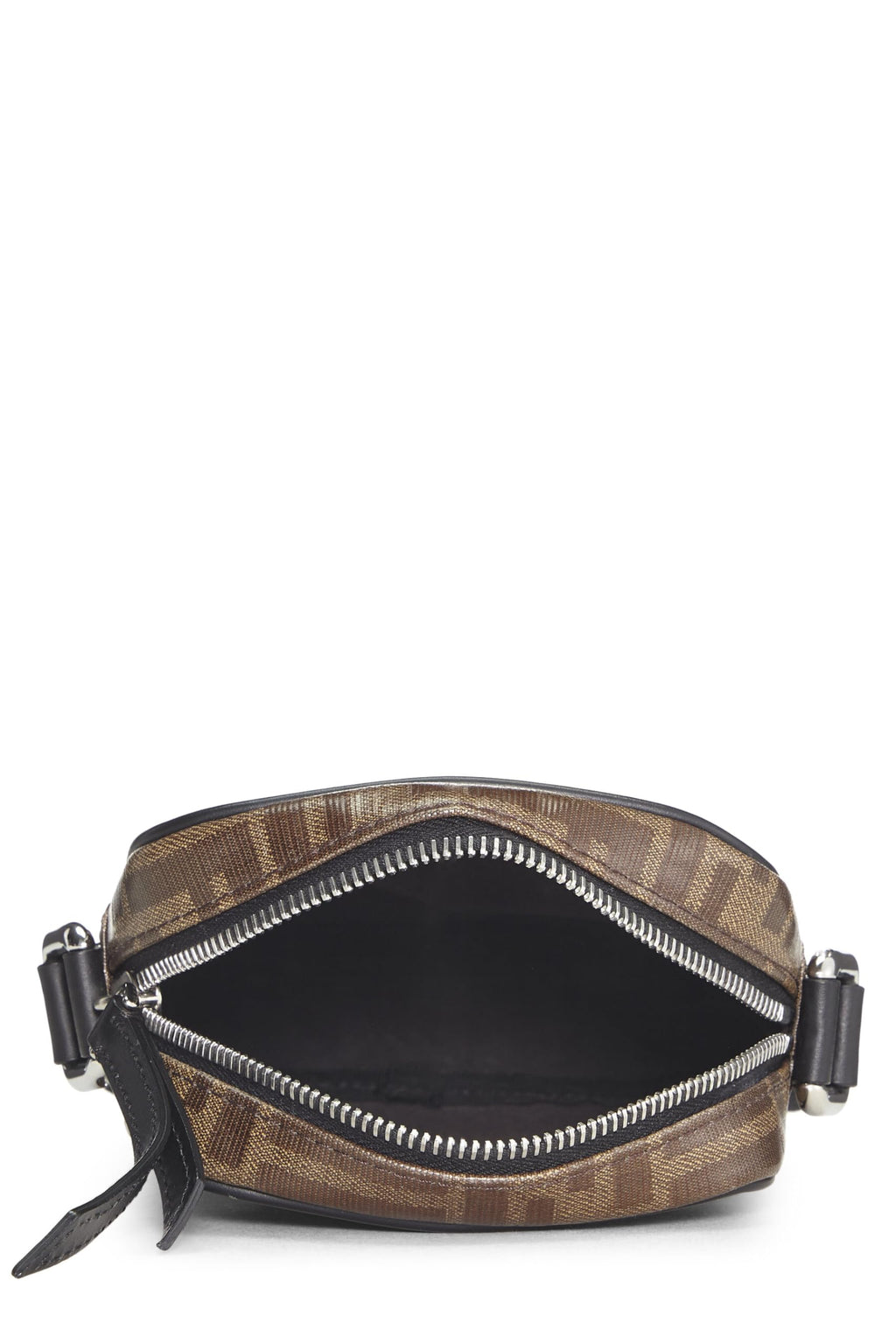 Fendi,  Black & Brown Zucca Coated Canvas Crossbody Bag, Black