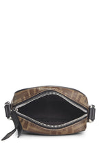 Fendi,  Black & Brown Zucca Coated Canvas Crossbody Bag, Black