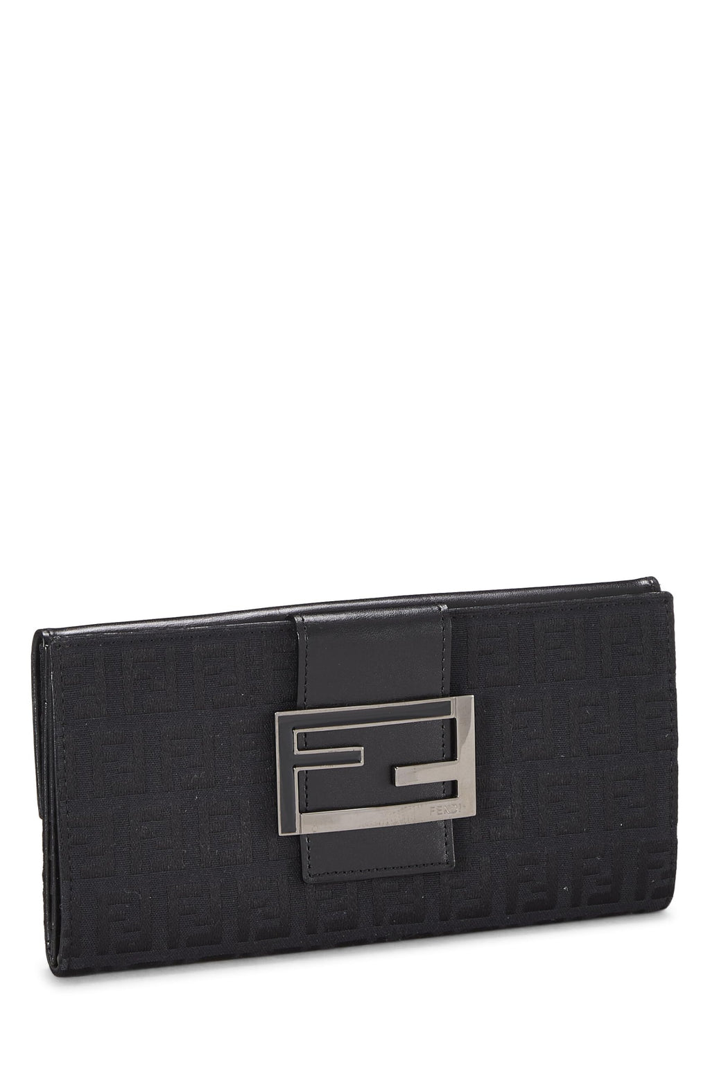 Fendi,  Black Zucchino Canvas Long Wallet, Black