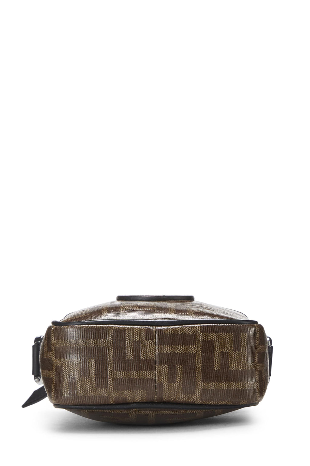Fendi,  Brown Leather & Zucca Canvas Crossbody, Black