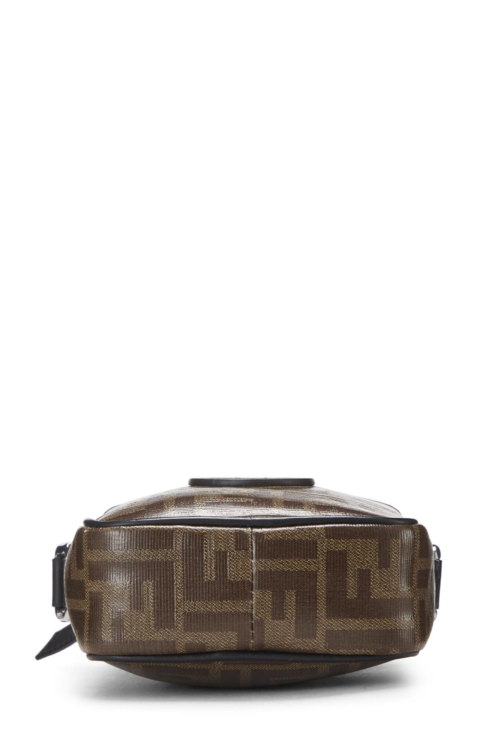 Fendi,  Brown Leather & Zucca Canvas Crossbody, Black