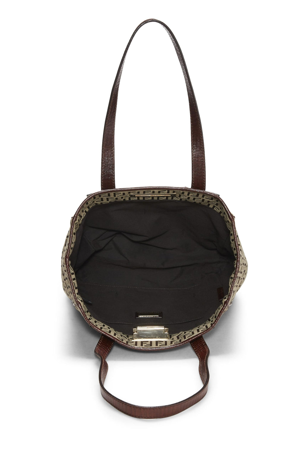 Fendi,  Brown Zucchino Canvas Tote Small, Brown