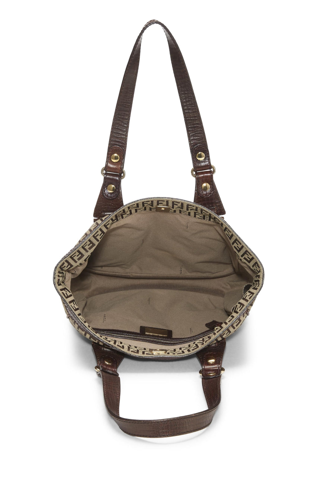 Fendi,  Brown Zucchino Canvas Tote Small, Brown