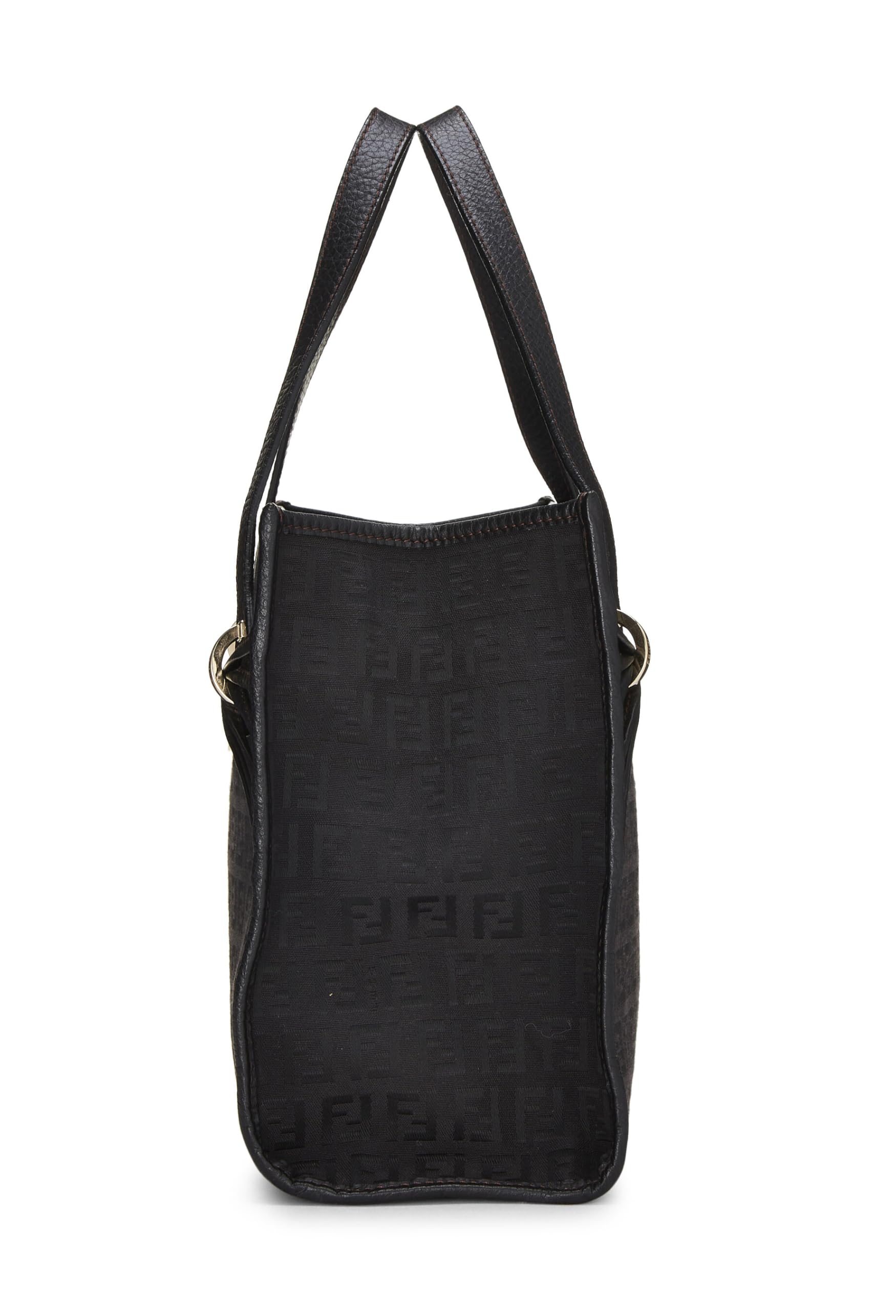 Fendi,  Black Zucchino Canvas Tote Small, Black
