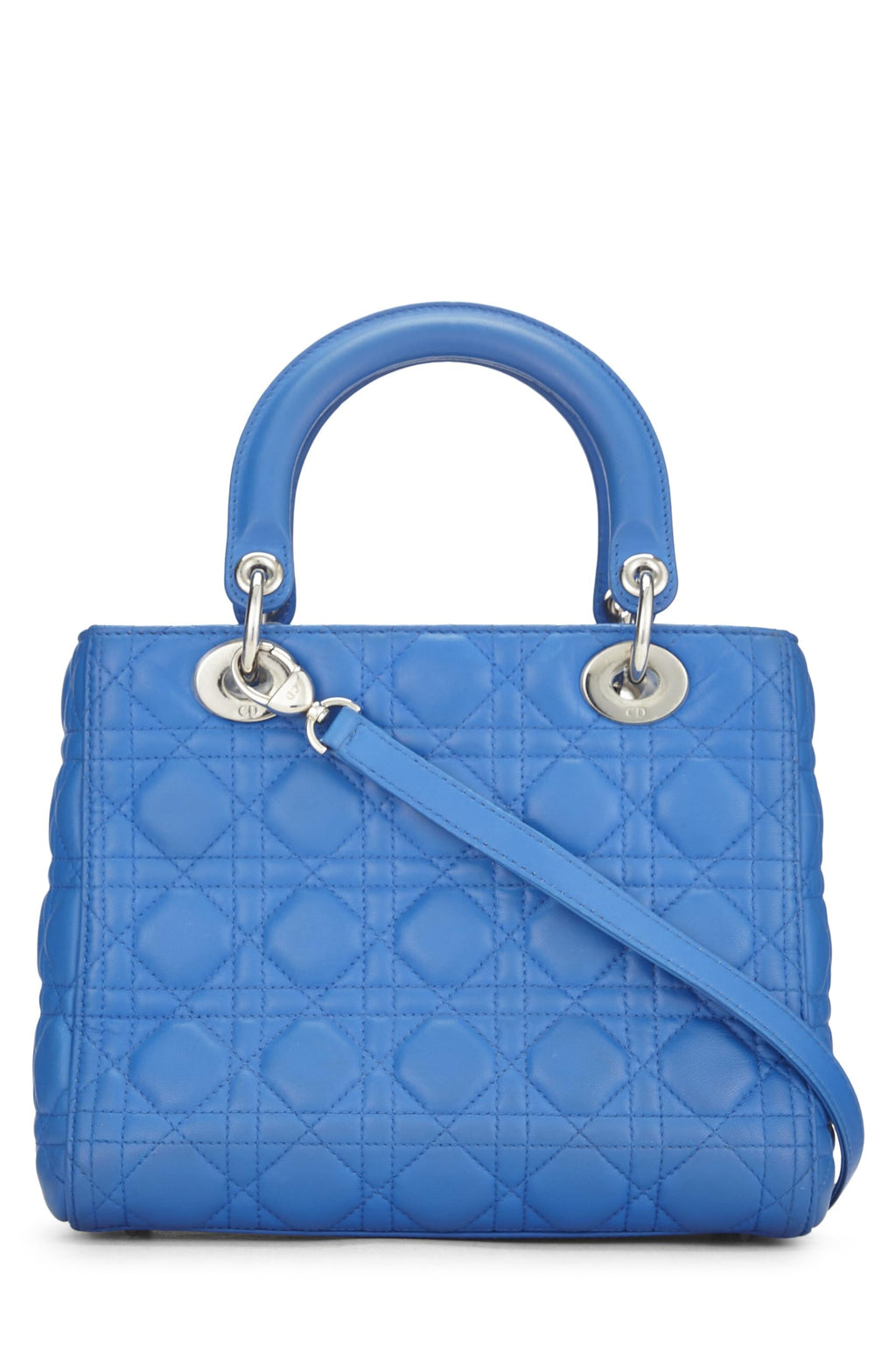 Dior,  Blue Cannage Quilted Lambskin Lady Dior Medium, Blue