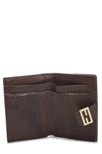 Fendi,  Brown Zucchino Canvas Compact Wallet, Brown