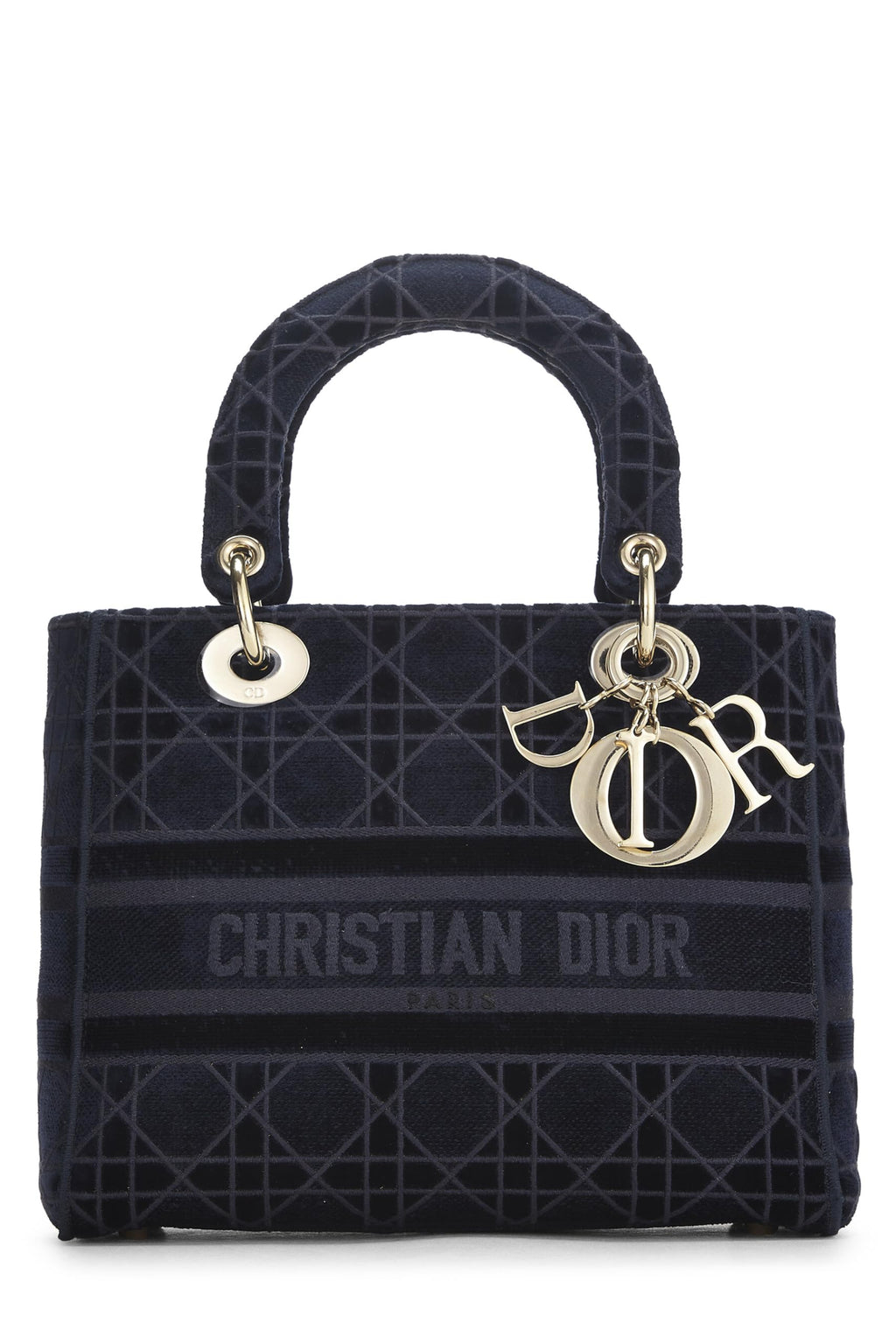 Dior,  Blue Velvet Cannage Lady D-Lite Medium, Blue