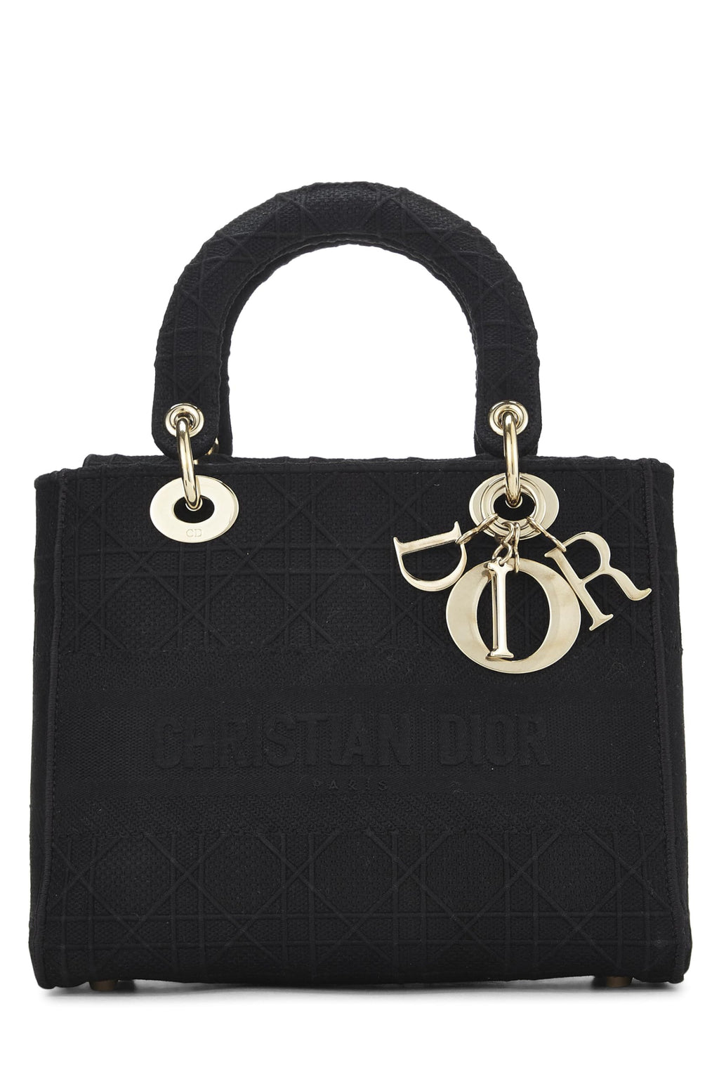 Dior,  Black Cannage Canvas Lady D-Lite Medium, Black