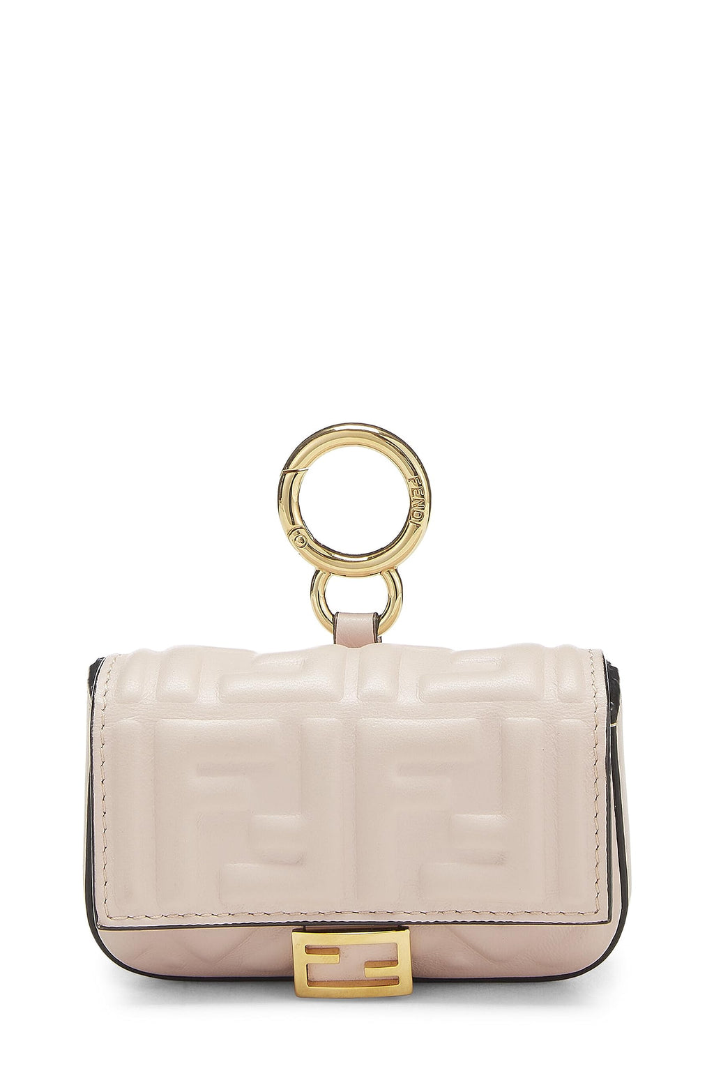 Fendi,  Pink Embroidered Convertible Baguette Bag Charm Nano, Pink