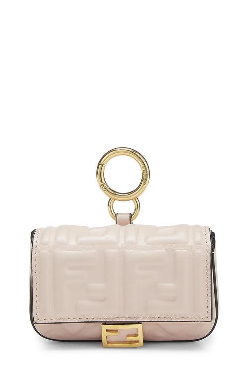 Fendi,  Pink Embroidered Convertible Baguette Bag Charm Nano, Pink