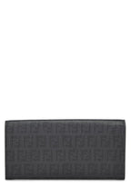 Fendi,  Black Zucchino Coated Canvas Continental Wallet, Black