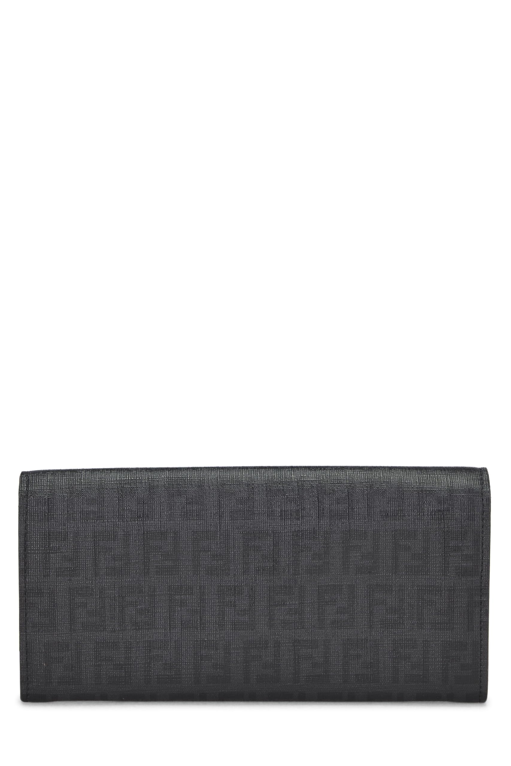 Fendi,  Black Zucchino Coated Canvas Continental Wallet, Black