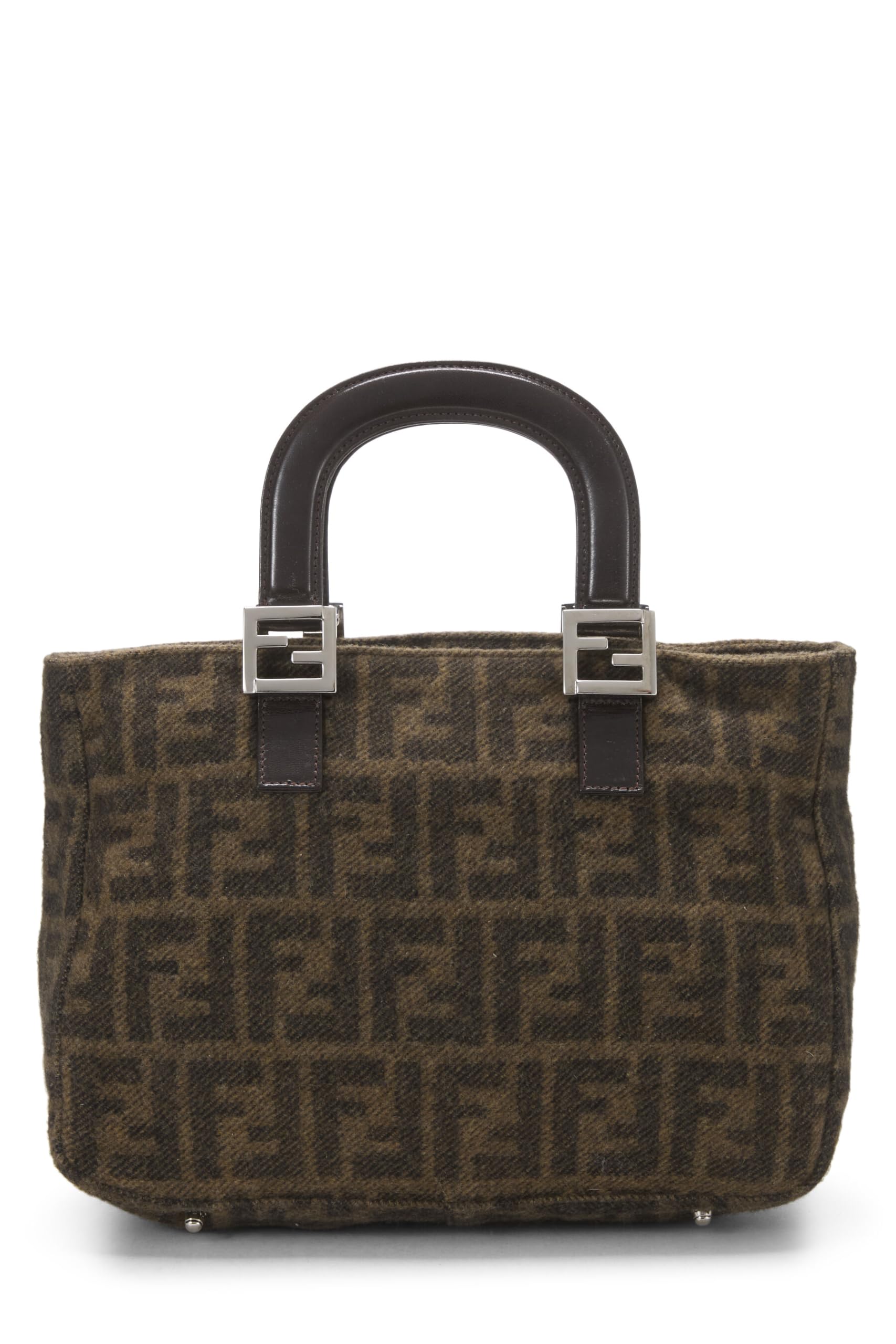Fendi,  Brown Zucca Wool Handbag, Brown