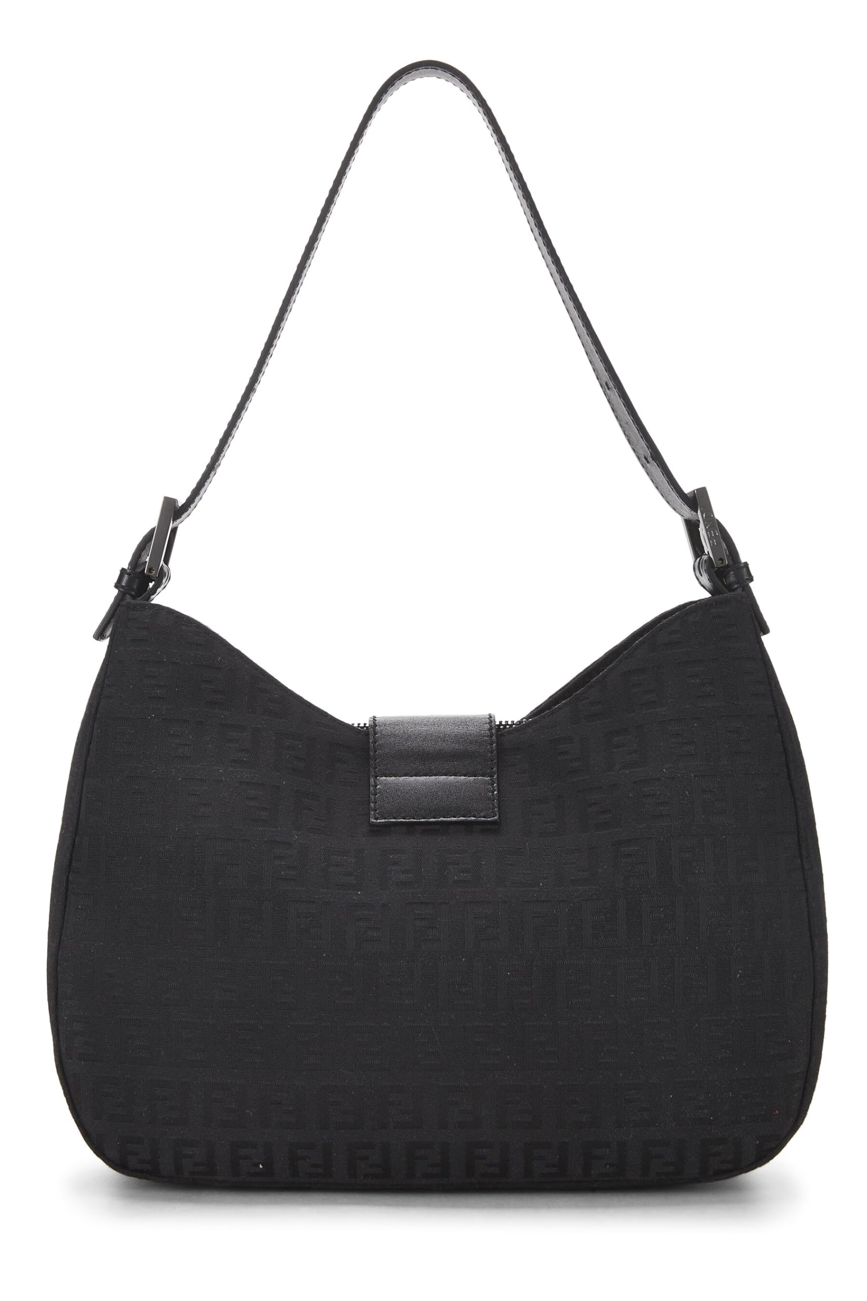 Fendi,  Black Zucchino Canvas Shoulder Bag, Black