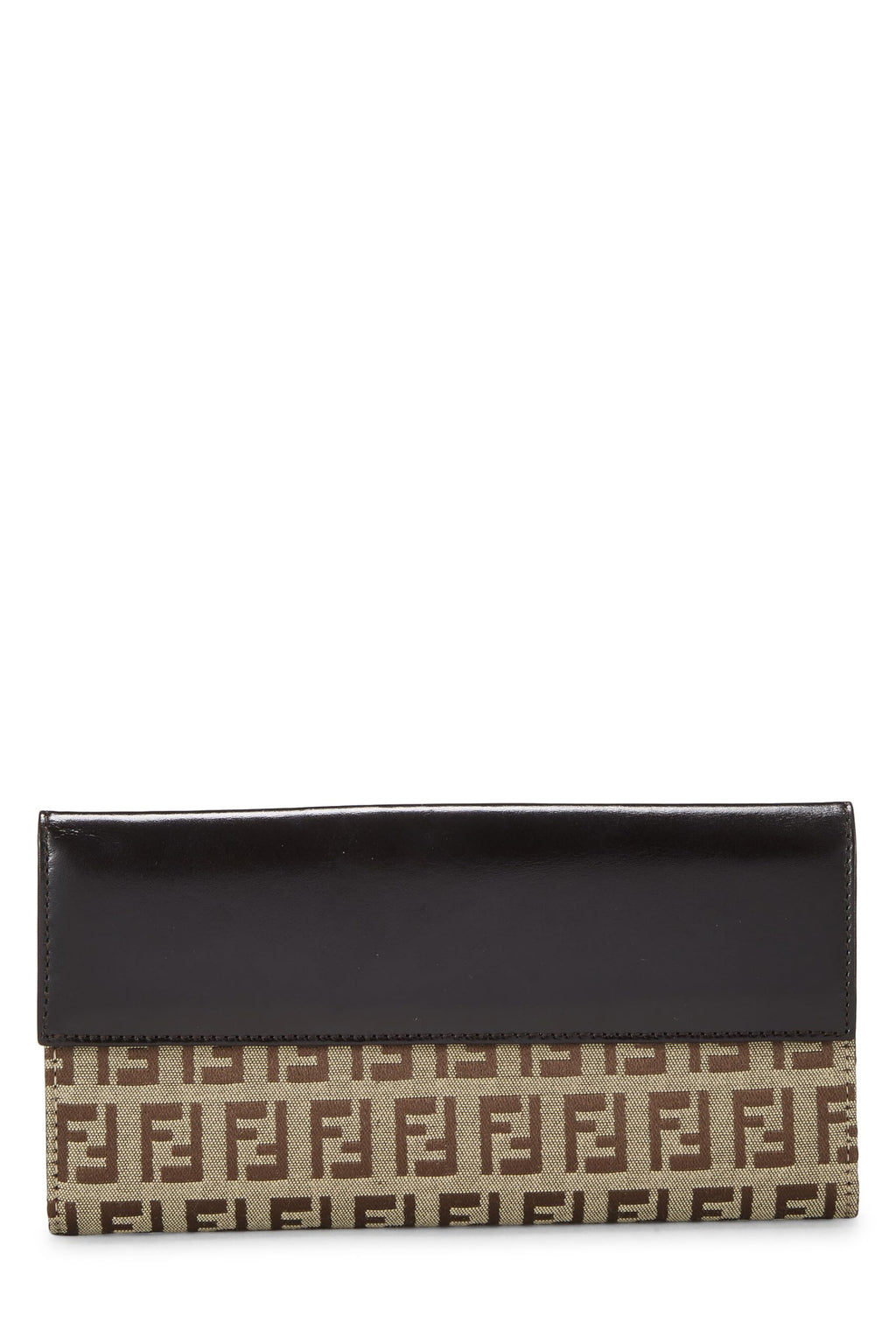 Fendi,  Brown Zucchino Canvas Long Wallet, Brown