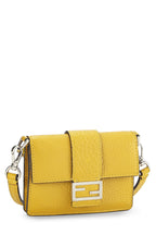 Fendi,  Yellow Calfskin Flat Baguette Micro, Yellow