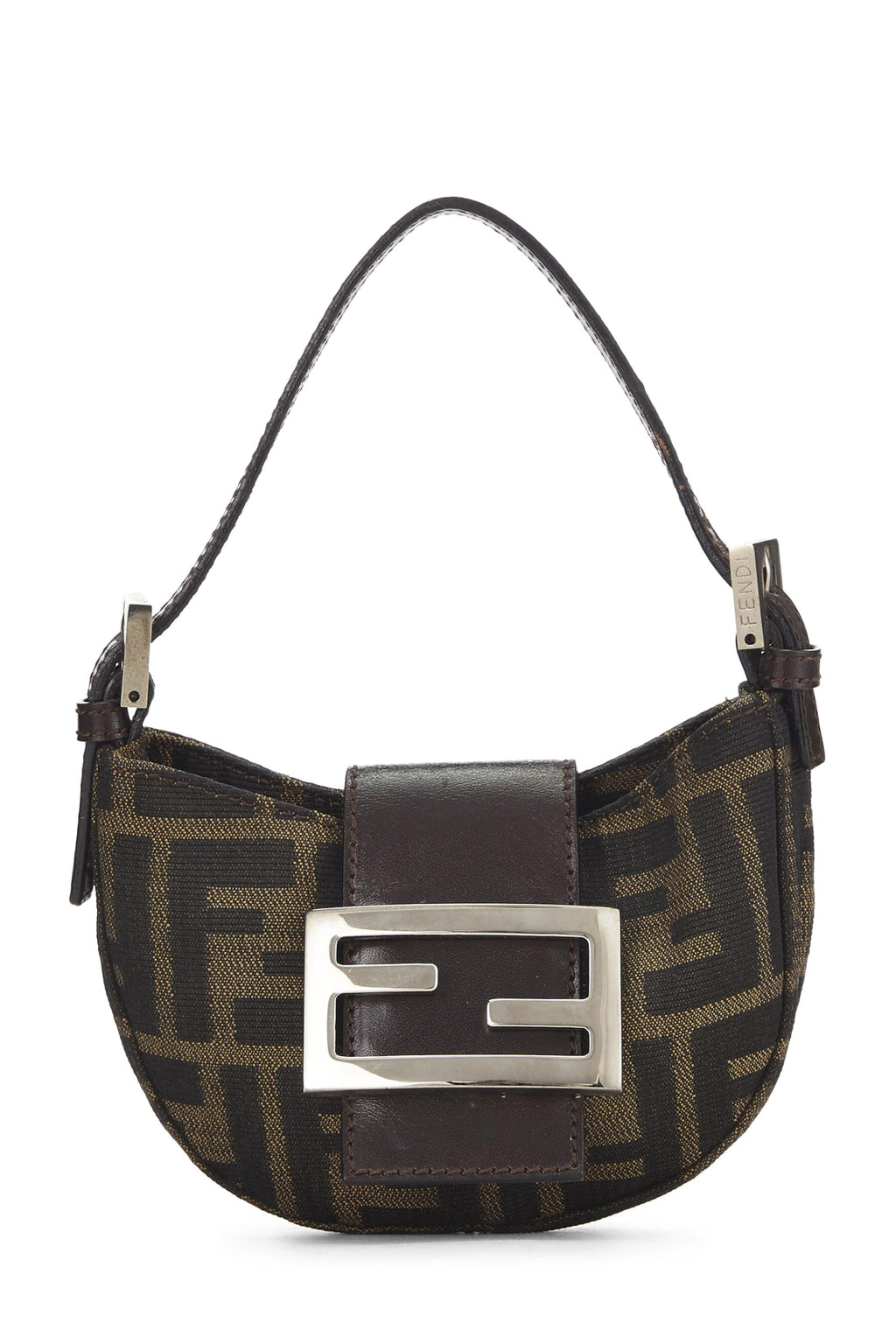 Fendi,  Brown Zucca Canvas Croissant Mini, Brown