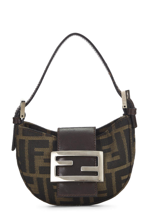 Fendi,  Brown Zucca Canvas Croissant Mini, Brown