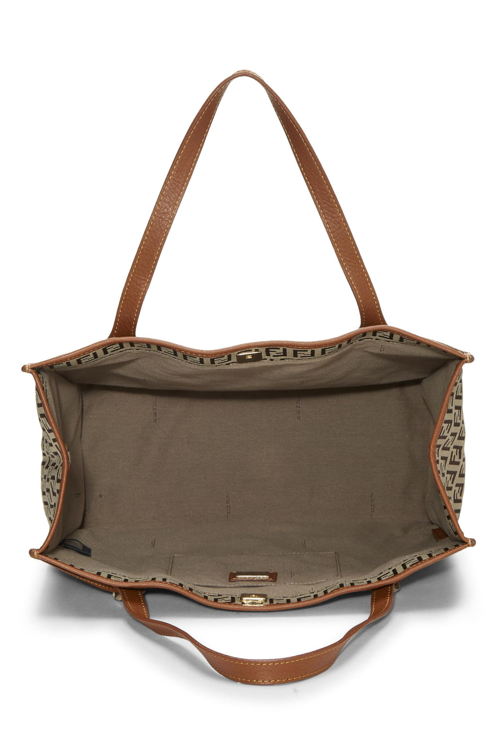Fendi,  Brown Zucchino Canvas Tote Medium, Brown