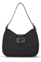 Fendi,  Black Zucchino Canvas Shoulder Bag, Black