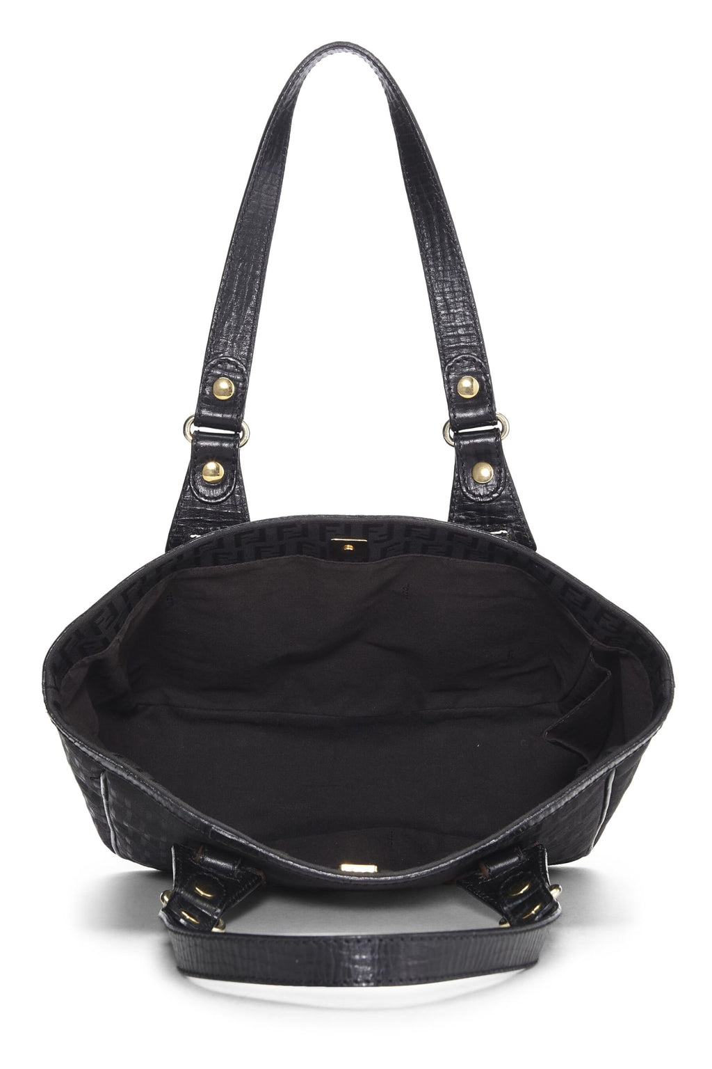 Fendi,  Black Zucchino Canvas Tote Small, Black