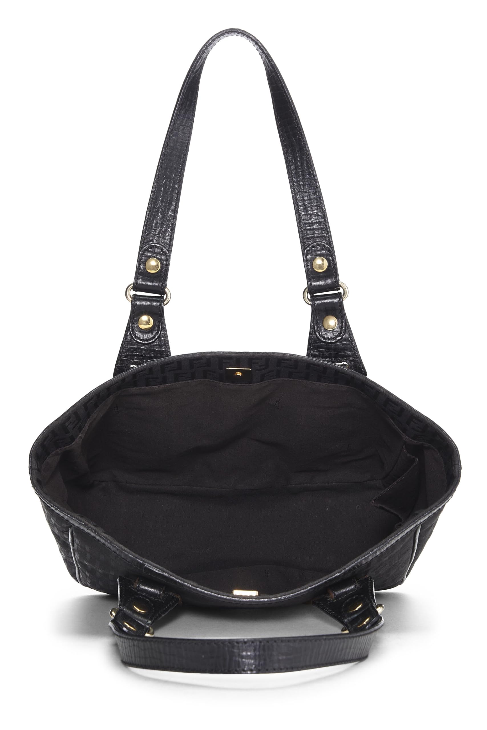 Fendi,  Black Zucchino Canvas Tote Small, Black
