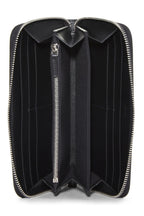 Fendi,  Black Zucca Leather Zip Around Wallet, Black