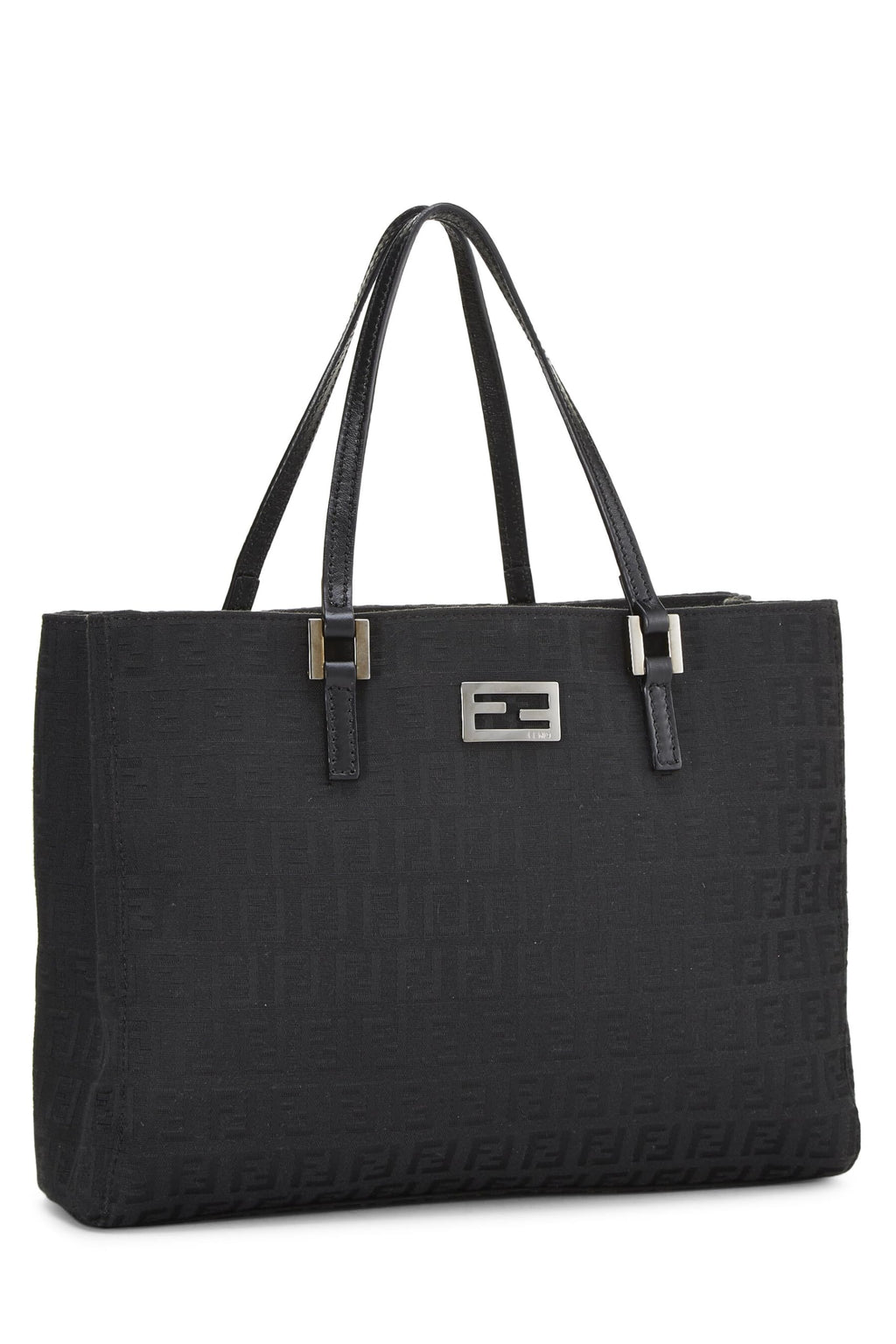 Fendi,  Black Zucchino Canvas Tote Small, Black