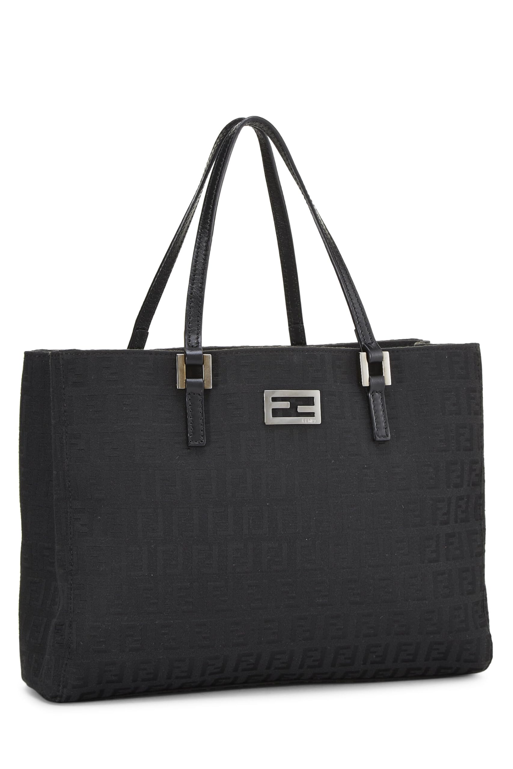 Fendi,  Black Zucchino Canvas Tote Small, Black