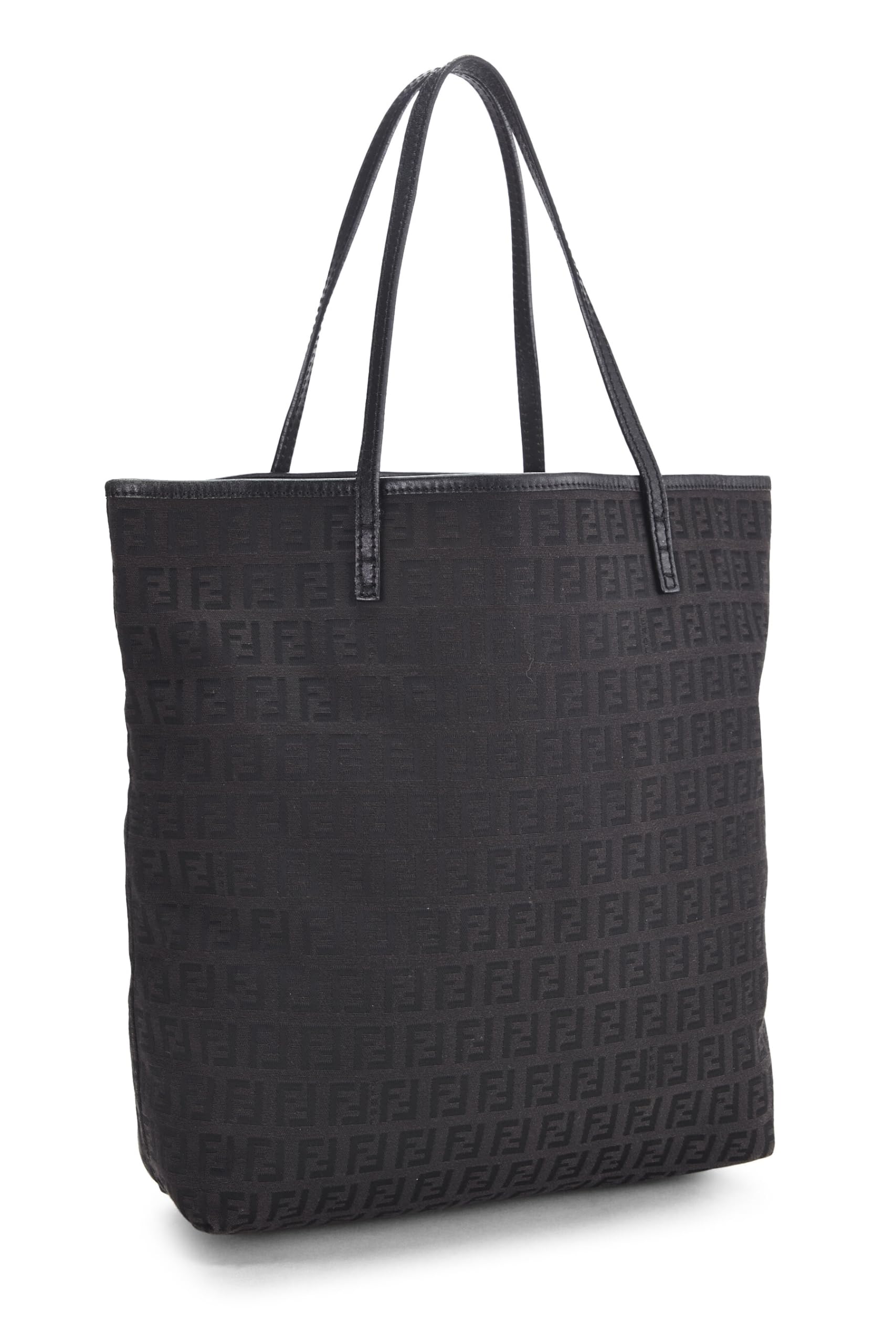 Fendi,  Black Zucchino Canvas Tote Small, Black