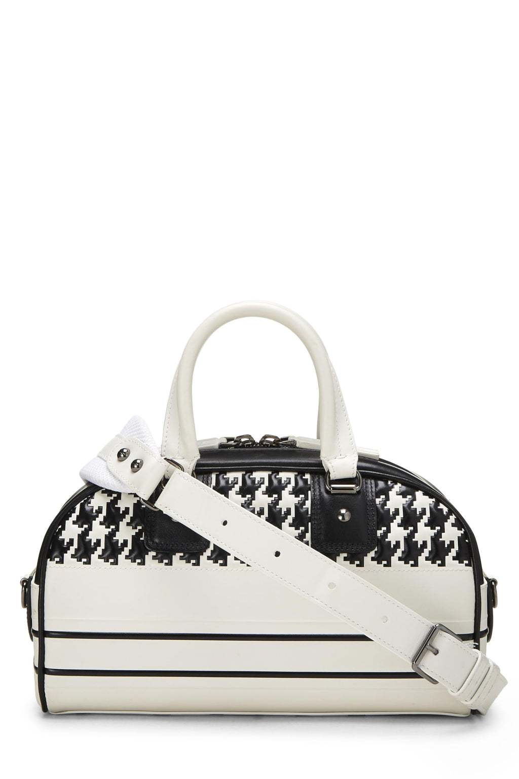 Dior,  White & Black Leather Vibe Bowling Bag Small, White