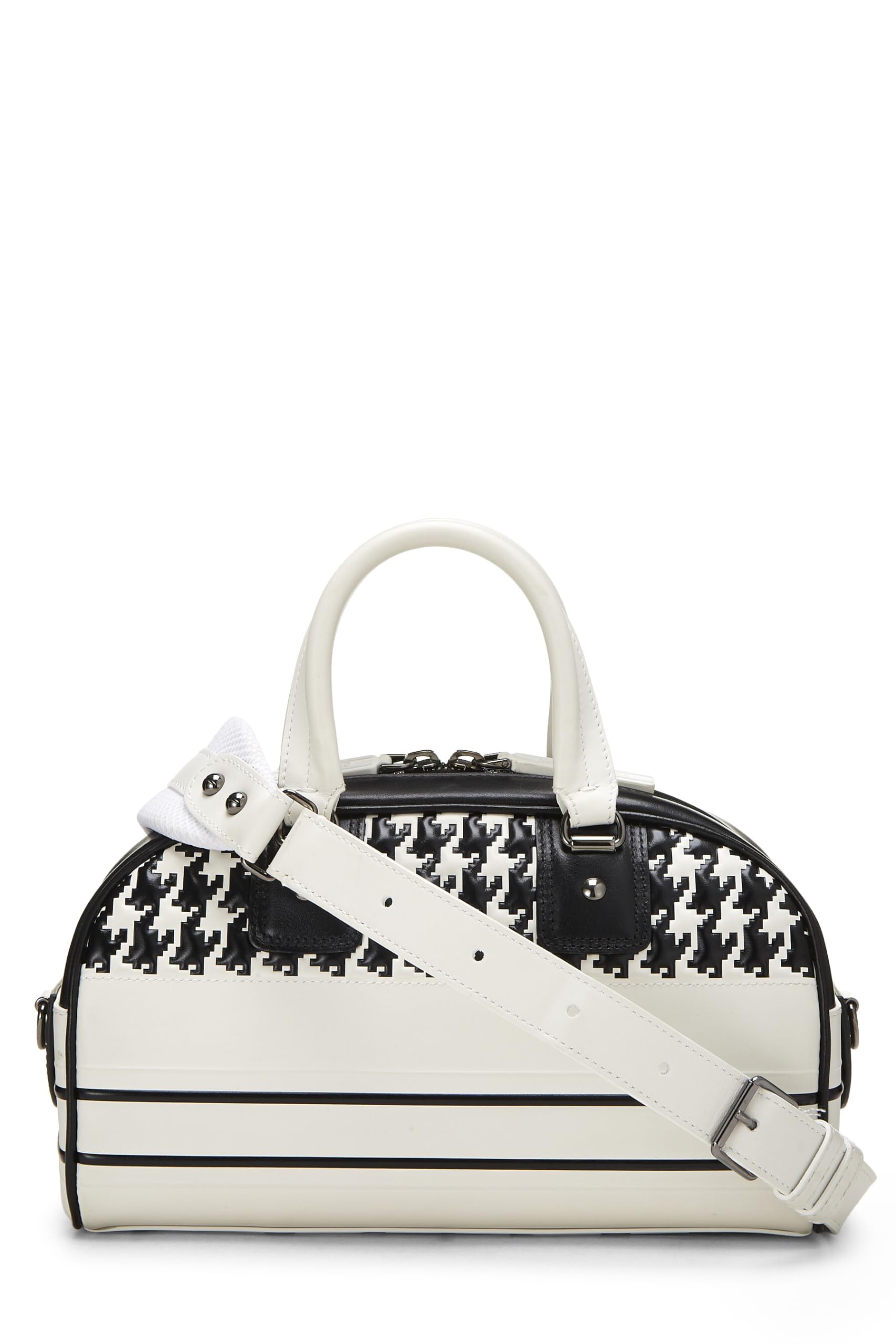 Dior,  White & Black Leather Vibe Bowling Bag Small, White