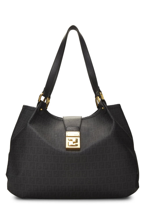 Fendi,  Black Zucchino Chiusura Tote, Black