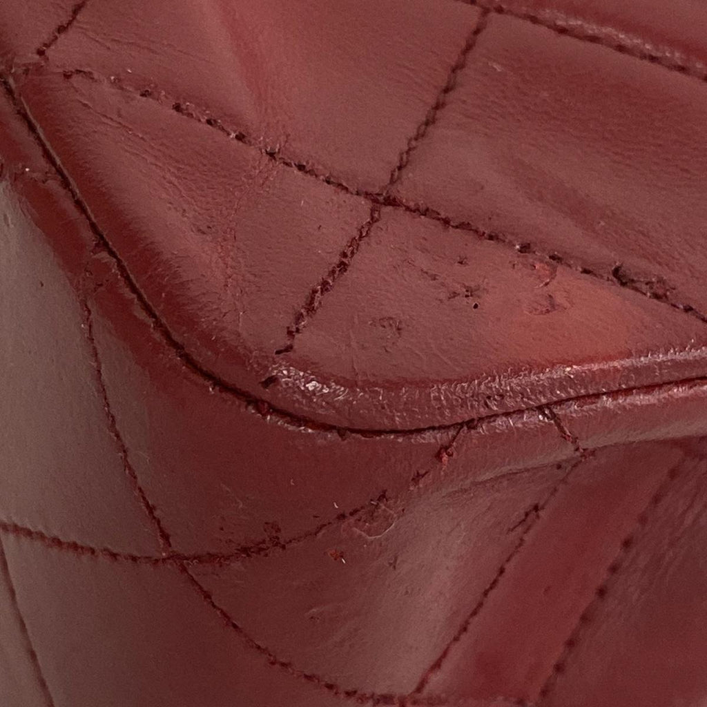 CHANEL - Single Flap Matelasse Red Lambskin Shoulder Bag
