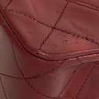 CHANEL - Single Flap Matelasse Red Lambskin Shoulder Bag