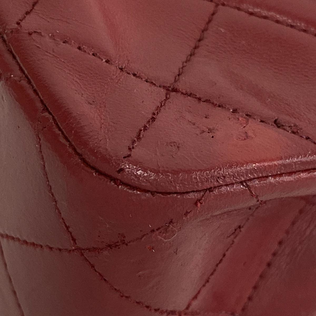 CHANEL - Single Flap Matelasse Red Lambskin Shoulder Bag
