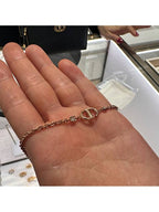 CD Navy Crystal Necklace Pink Dior