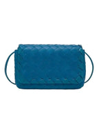 Bottega Veneta Mini Intrecciato Cross Bag Blue