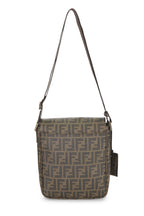 Fendi,  Brown Coated Canvas Zucca Flap Messenger Small, Brown