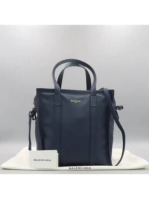 Balenciaga 443096 Navy small tote bag shoulder strap 2WAY