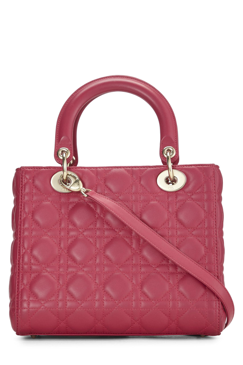 Dior,  Pink Cannage Quilted Lambskin Lady Dior Medium, Pink
