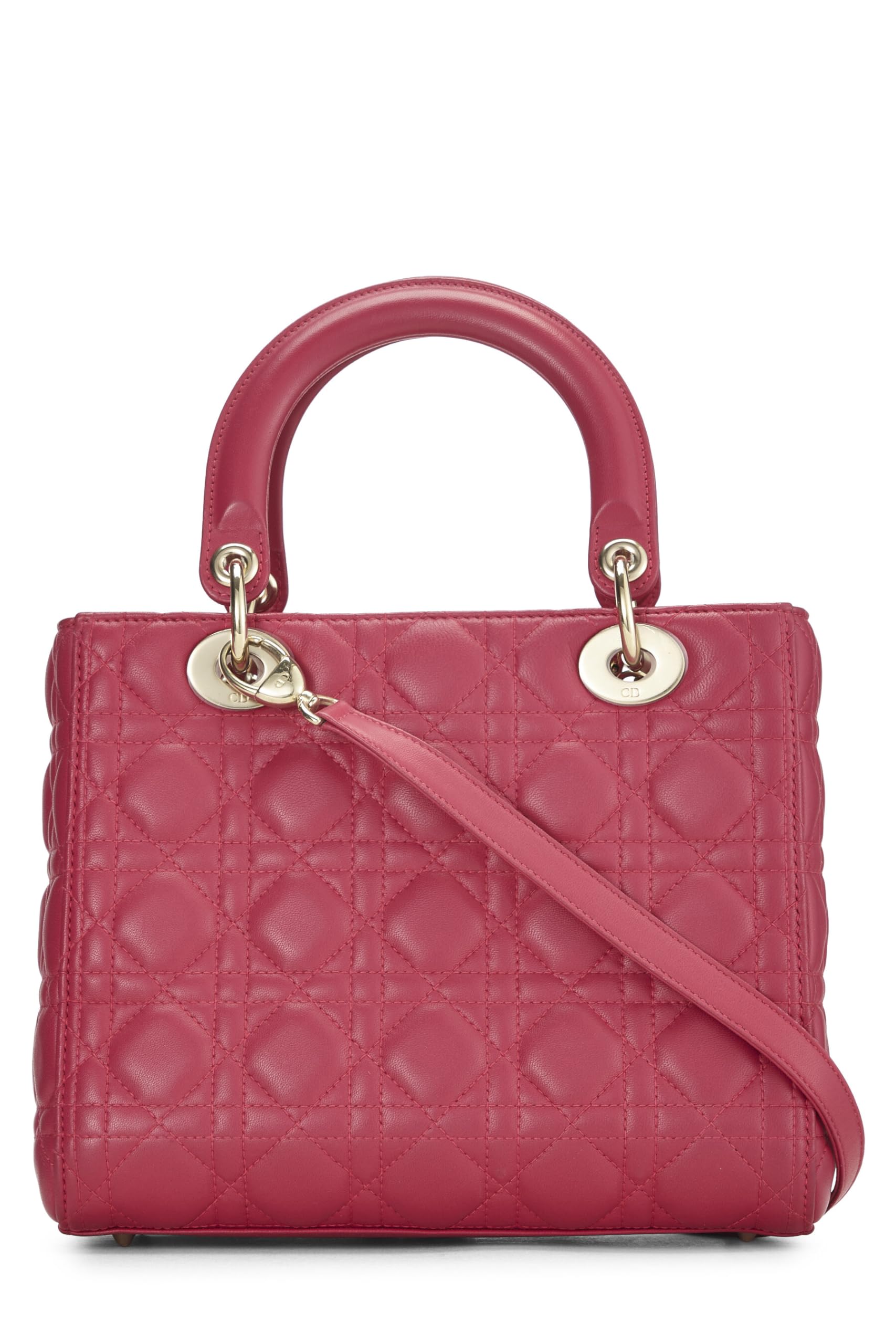 Dior,  Pink Cannage Quilted Lambskin Lady Dior Medium, Pink
