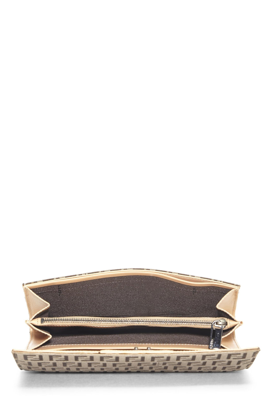 Fendi,  Beige Zucchino Canvas Contential Wallet, Beige