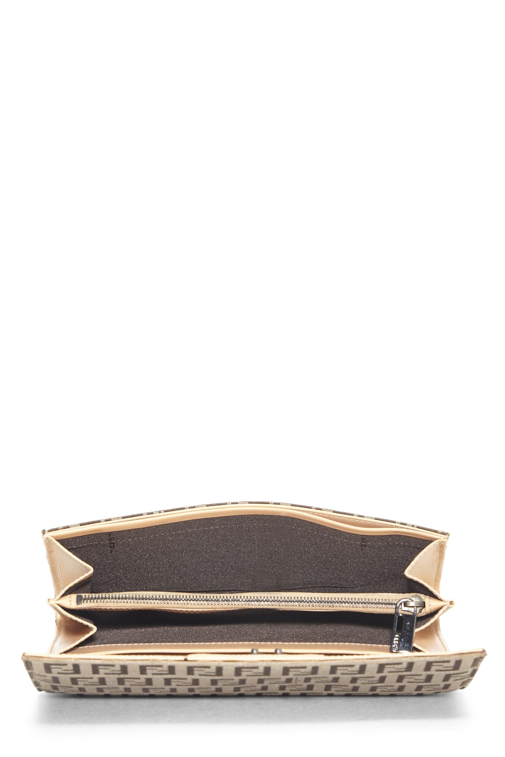 Fendi,  Beige Zucchino Canvas Contential Wallet, Beige